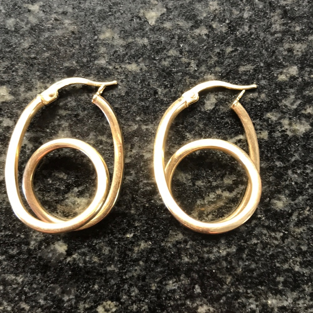 14kt Gold Double Loop de Earrings - Picture 1 of 3